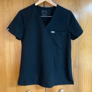 Figs Technical Collection Black Scrub Short Sleeve Top